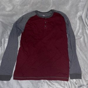Men’s Red and Grey Long Sleeve Shirt